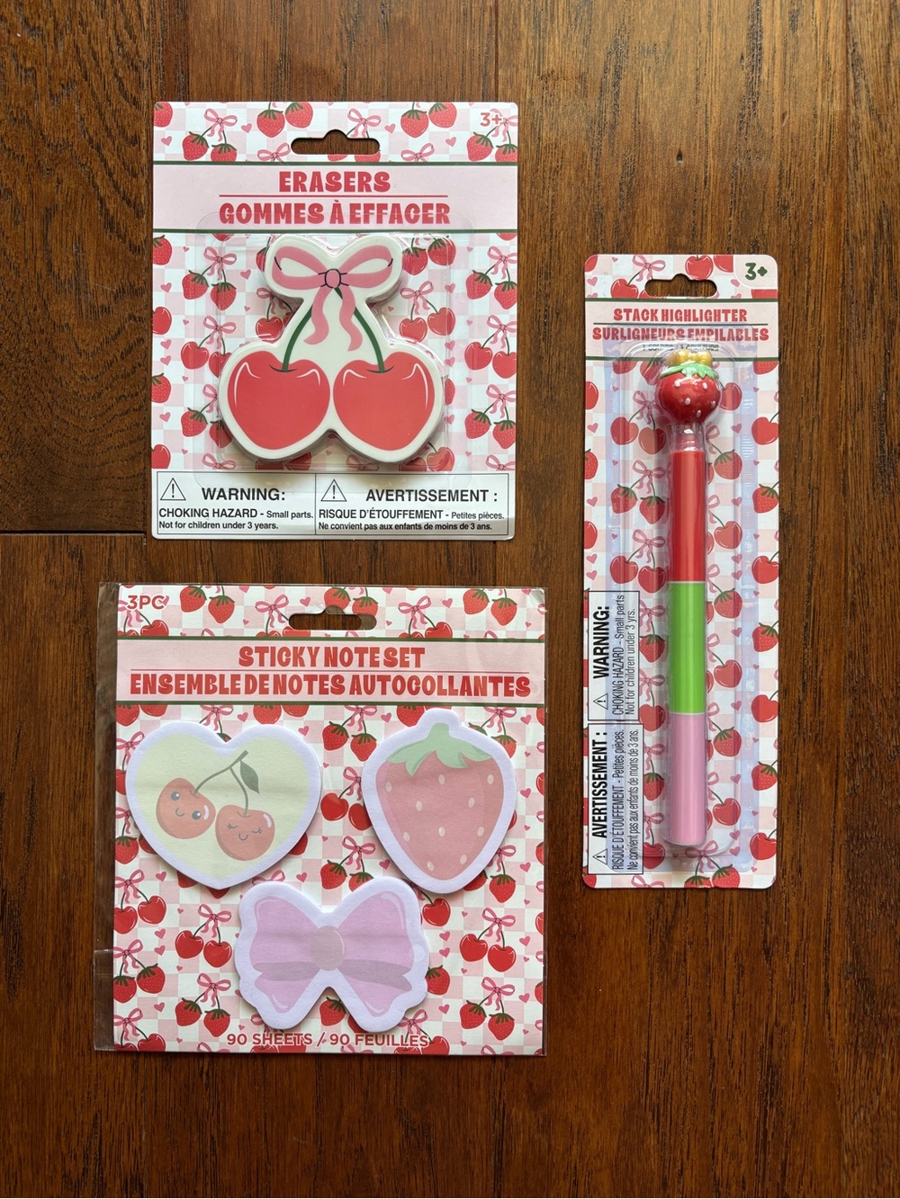 Cherry & Strawberry Strawberry Stationery Set | Pink Red Checkered Notebook - Picture 3 of 7